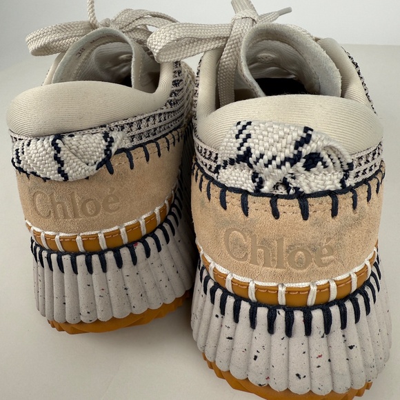 CHLOE Nama Stitch Walking Beige Biscotti Sneakers 38, 7.5 - Picture 13 of 13